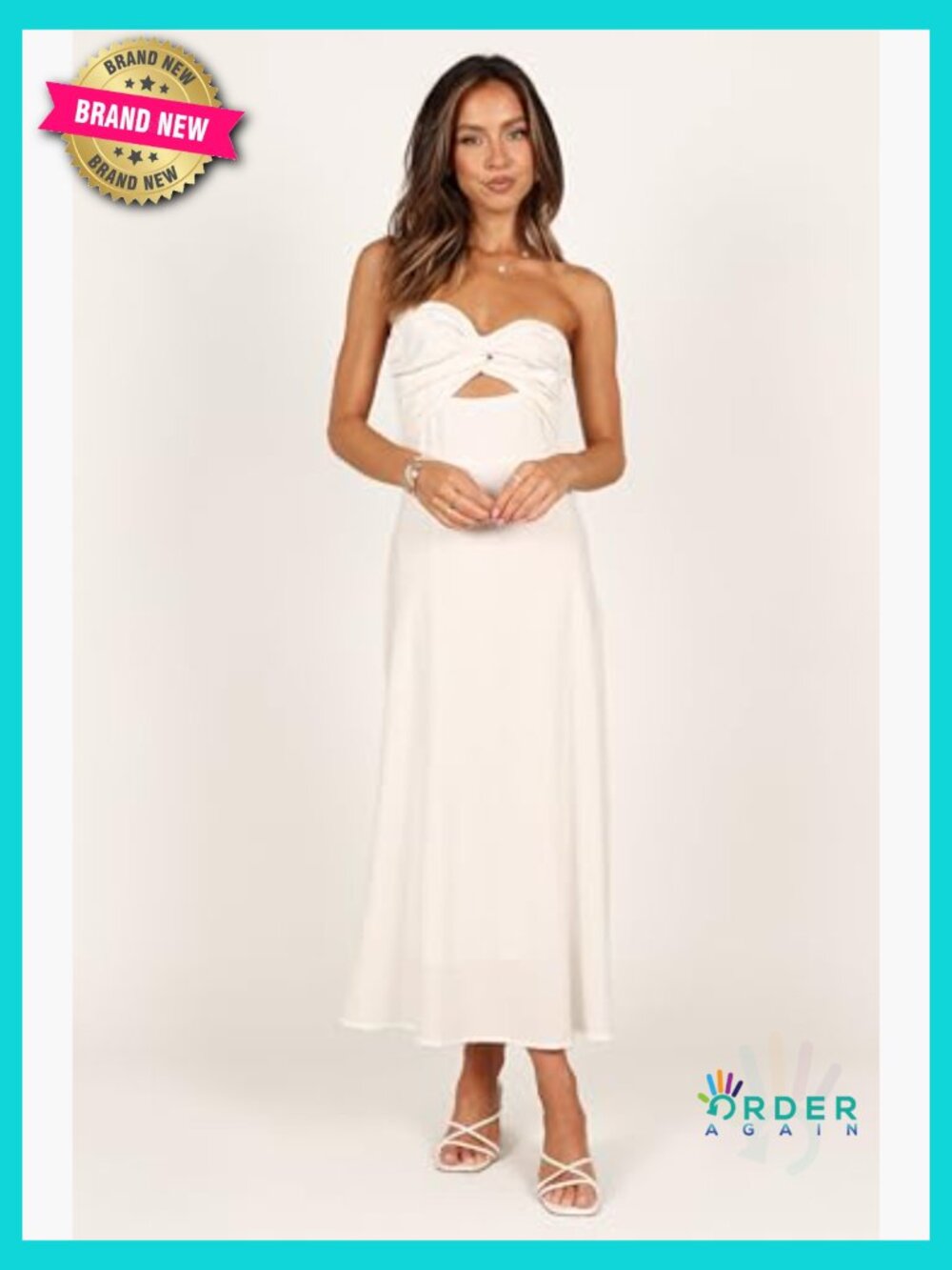 Rosetta Midi Dress Strapless Sweetheart Twist Knot Cut Out Back Shirred - Picture 6 of 6